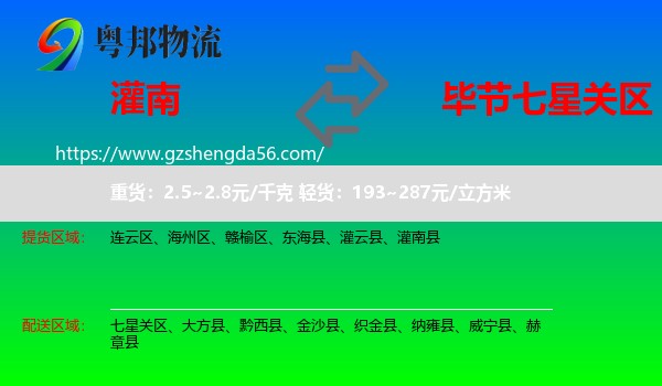 灌南县到七星关区物流专线
