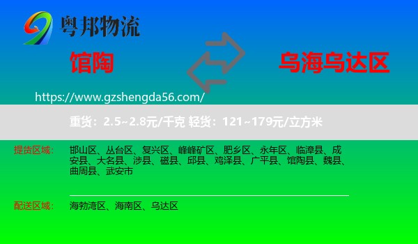 馆陶县到乌达区物流专线