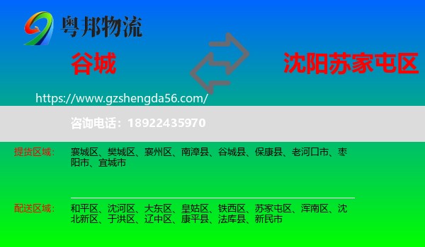 谷城县到苏家屯区物流专线