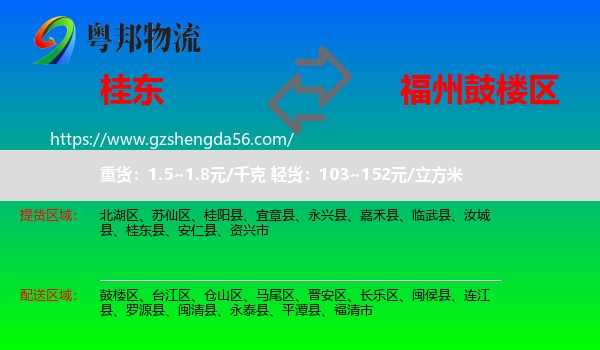 桂东县到鼓楼区物流专线