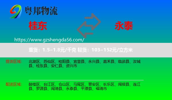 桂东县到永泰县物流专线