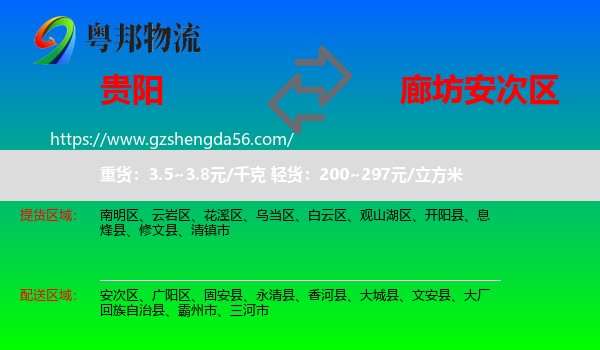 贵阳到安次区物流专线