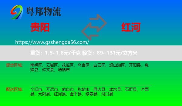 贵阳到红河物流专线