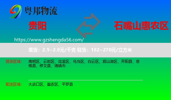 贵阳到惠农区物流专线