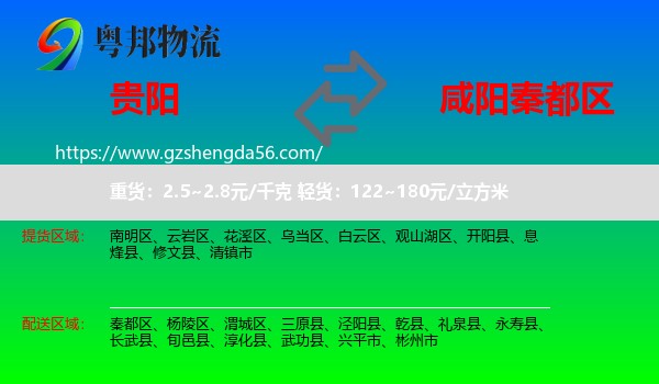贵阳到秦都区物流专线