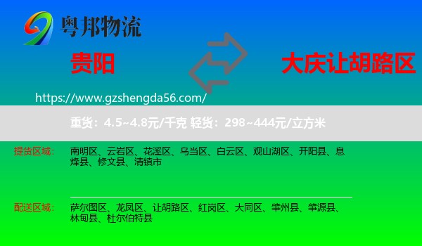贵阳到让胡路区物流专线