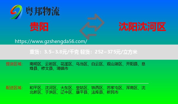 贵阳到沈河区物流专线