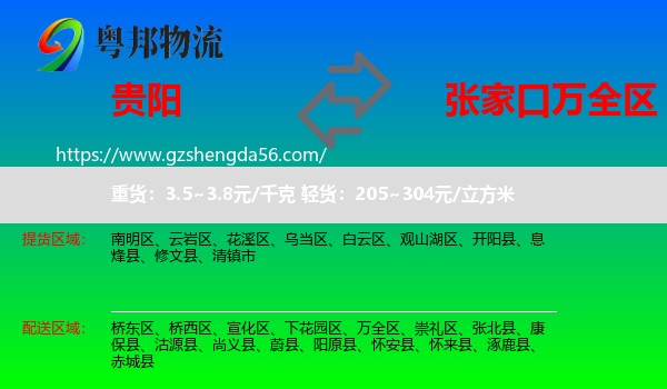 贵阳到万全区物流专线