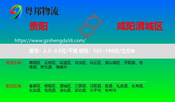 贵阳到渭城区物流专线
