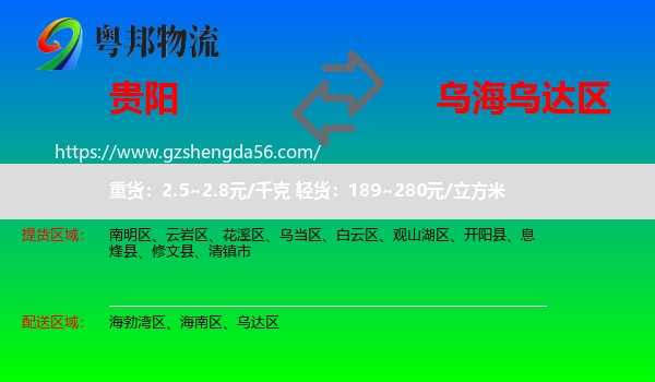 贵阳到乌达区物流专线