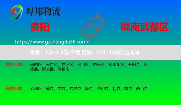 贵阳到武都区物流专线