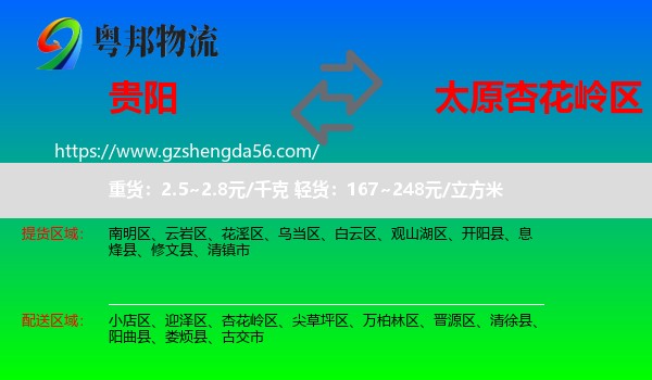 贵阳到杏花岭区物流专线