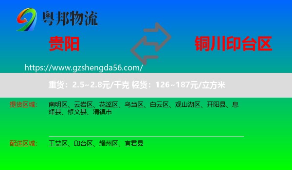 贵阳到印台区物流专线