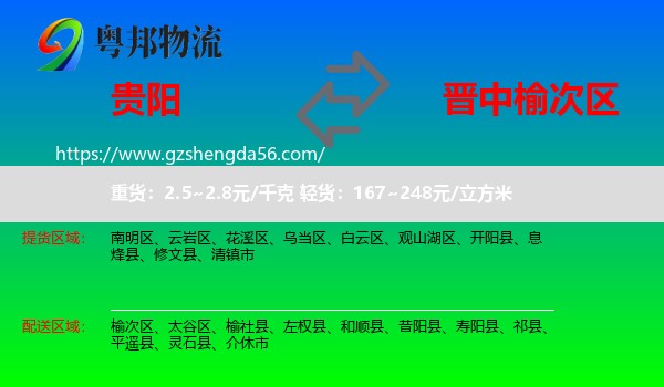 贵阳到榆次区物流专线
