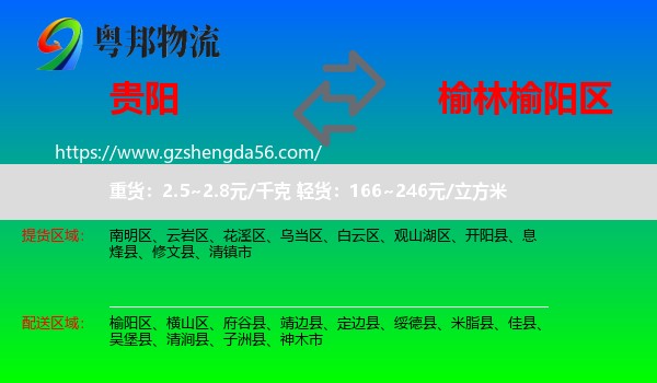 贵阳到榆阳区物流专线