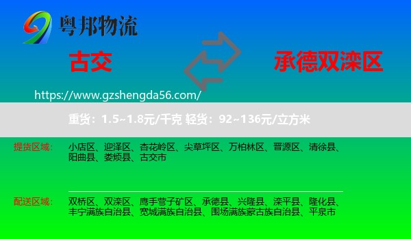 古交市到双滦区物流专线