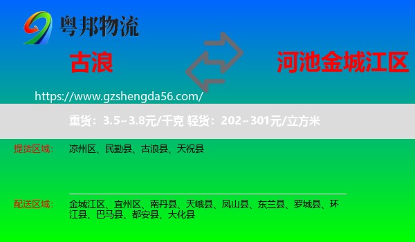 古浪县到金城江区物流专线