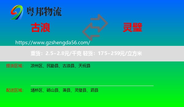 古浪县到灵璧县物流专线