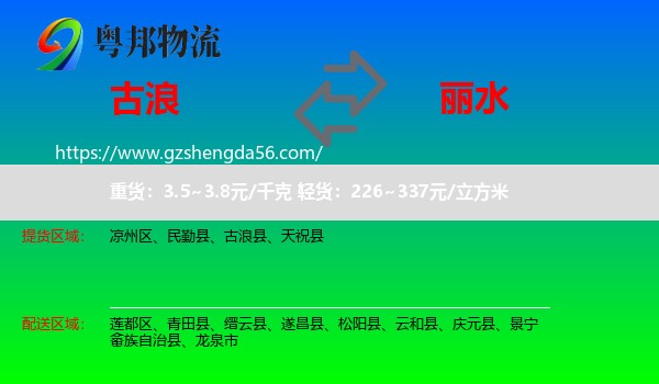 古浪县到丽水物流专线