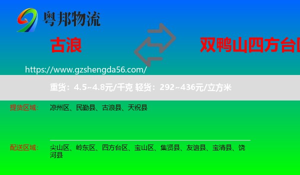 古浪县到四方台区物流专线