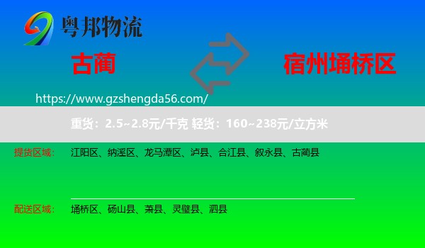 古蔺县到埇桥区物流专线