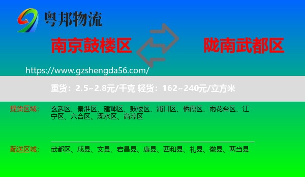鼓楼区到武都区物流专线