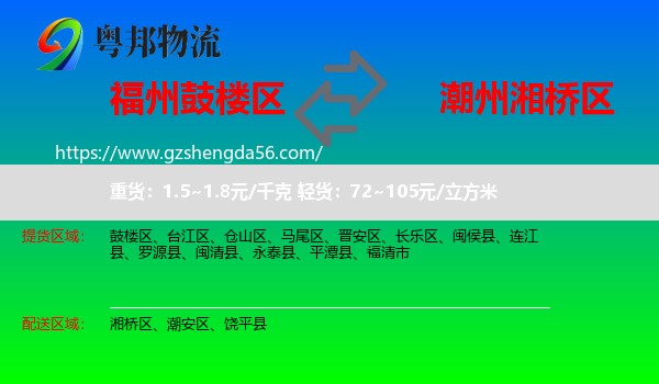 鼓楼区到湘桥区物流专线