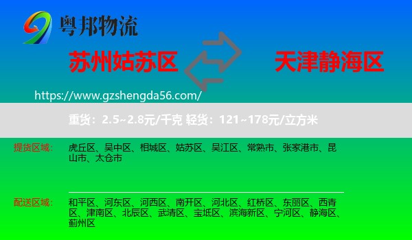姑苏区到静海区物流专线