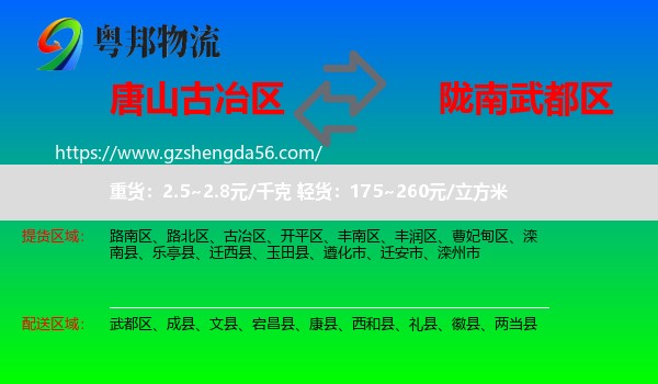 古冶区到武都区物流专线