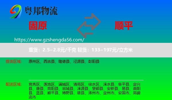 固原到顺平县物流专线