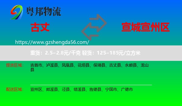 古丈县到宣州区物流专线