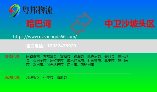 哈巴河县到沙坡头区物流专线
