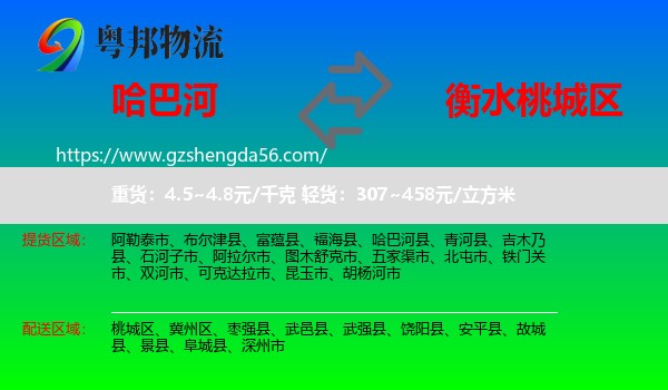 哈巴河县到桃城区物流专线