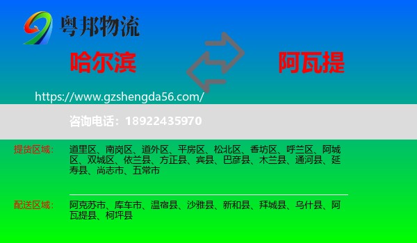 哈尔滨到阿瓦提县物流专线