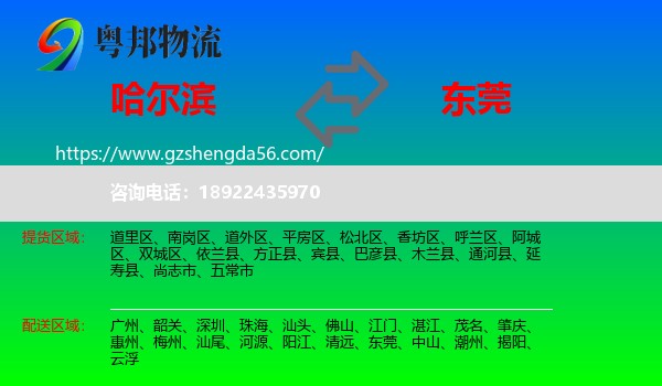 哈尔滨到东莞物流