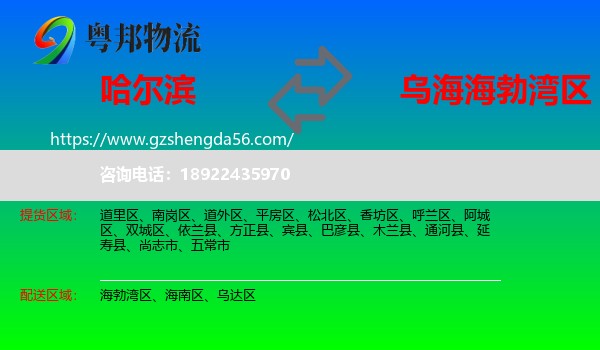 哈尔滨到海勃湾区物流专线