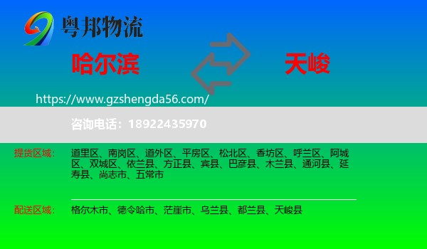 哈尔滨到天峻县物流专线
