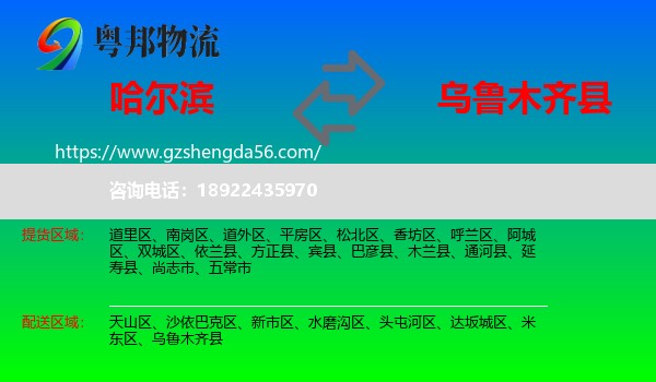 哈尔滨到乌鲁木齐县物流专线