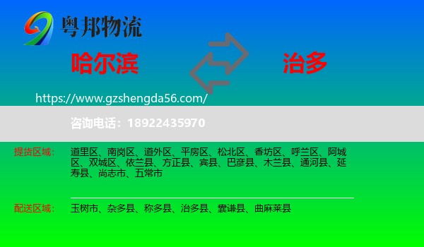 哈尔滨到治多县物流专线