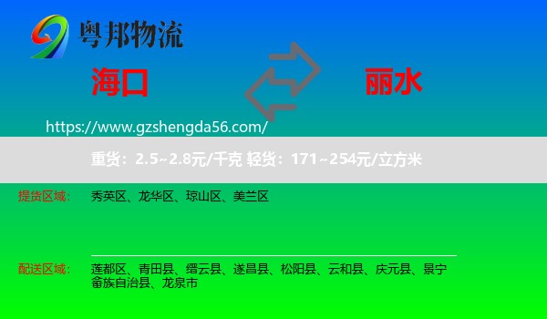 海口到丽水物流专线