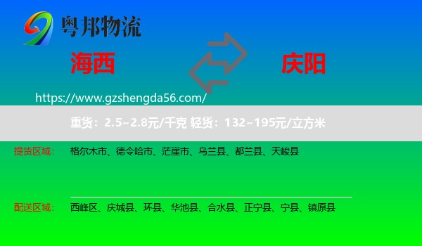 海西到庆阳物流专线