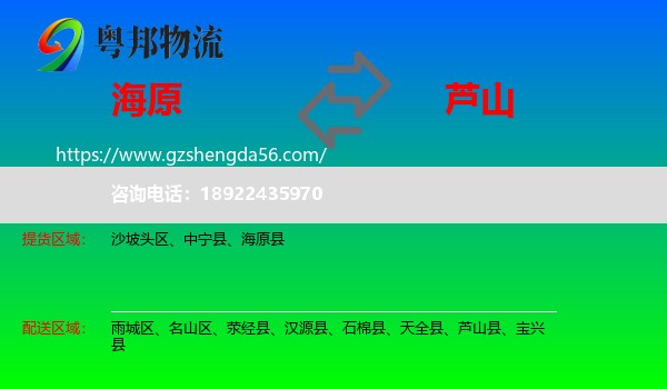 海原县到芦山县物流专线