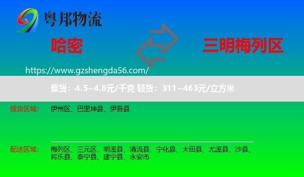 哈密到梅列区物流专线