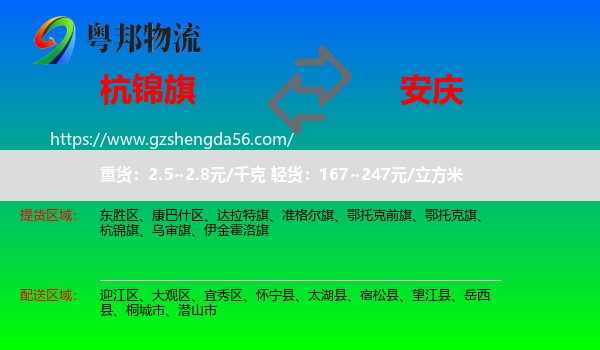 杭锦旗到安庆物流专线