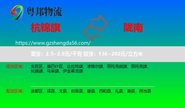 杭锦旗到陇南物流专线