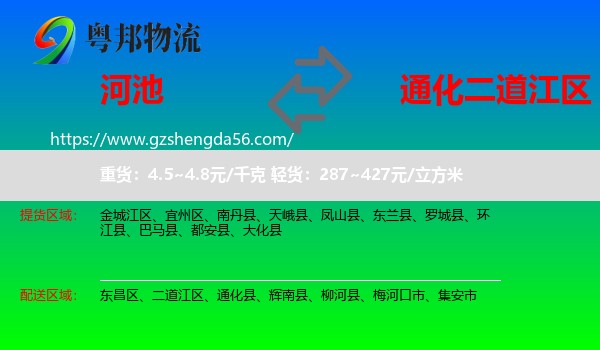 河池到二道江区物流专线