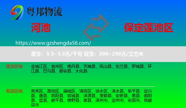 河池到莲池区物流专线