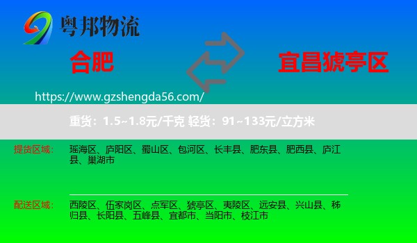 合肥到猇亭区物流专线