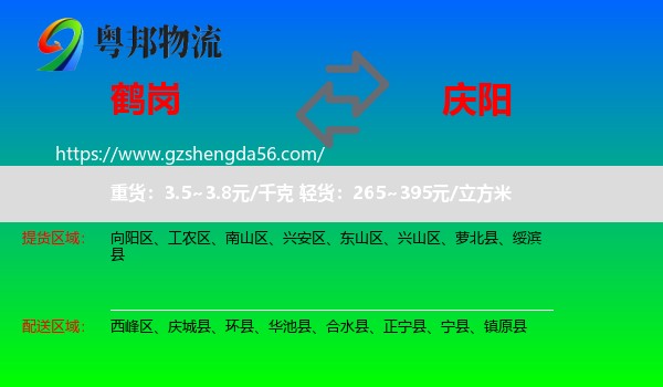 鹤岗到庆阳物流专线