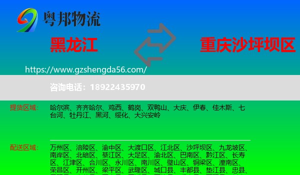 黑龙江到沙坪坝区物流